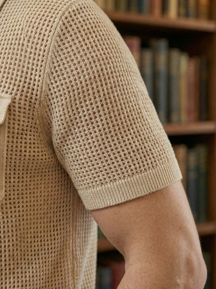 Belvaro Dual Pocket Knit Polo – Beige