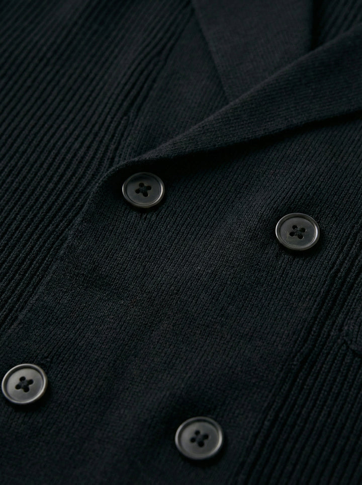 Cavern Double-Breasted Knit Shirt – Black