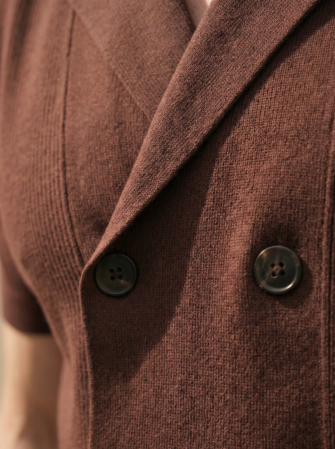Cavern Double-Breasted Knit Shirt – Brown