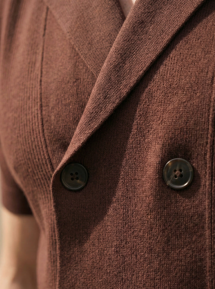 Cavern Double-Breasted Knit Shirt – Brown