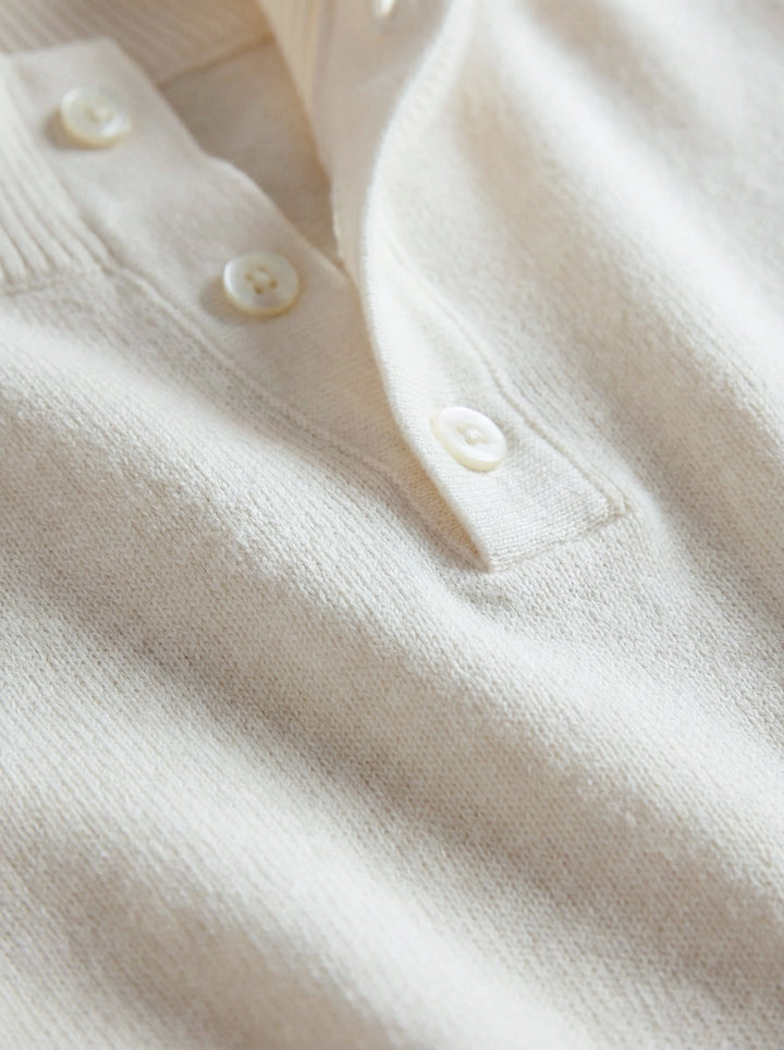 Cavero Ribbed Knit Polo – Ivory