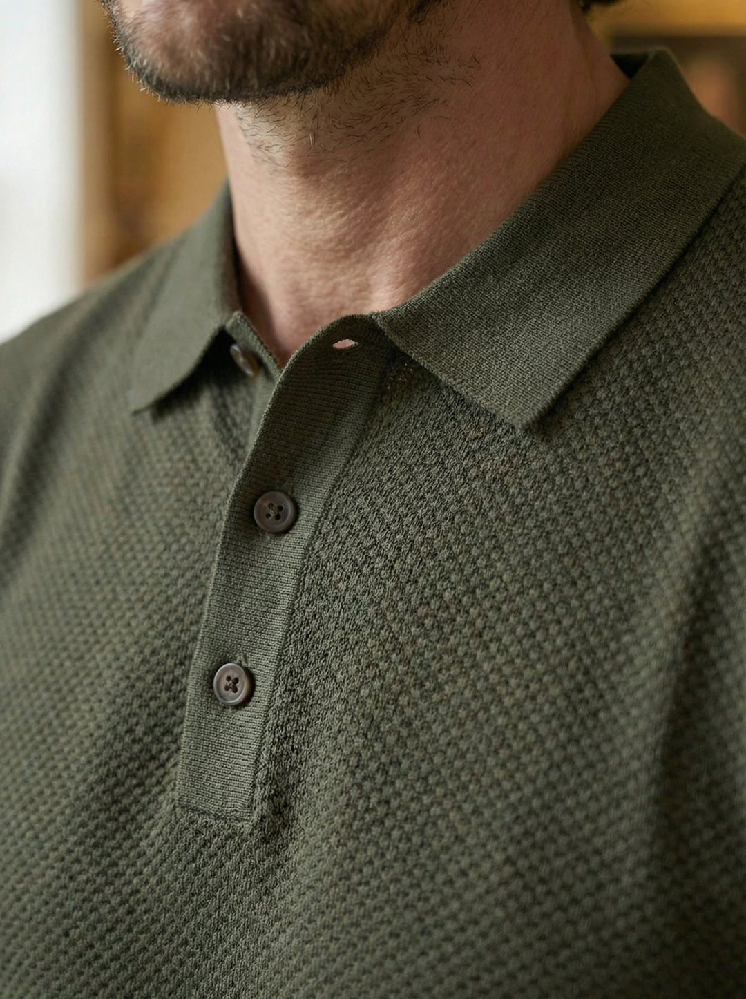 Verano Micro-Textured Knit Polo – Olive