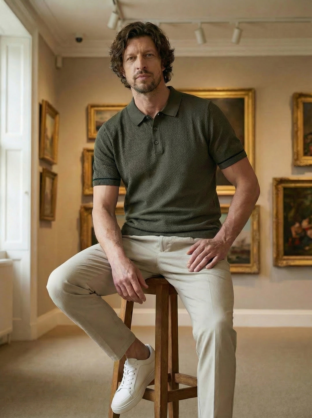 Verano Micro-Textured Knit Polo – Olive