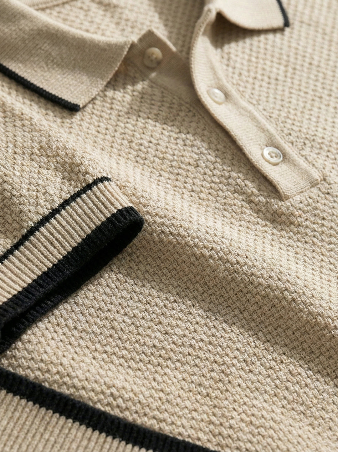 Verano Micro-Textured Knit Polo – Sand