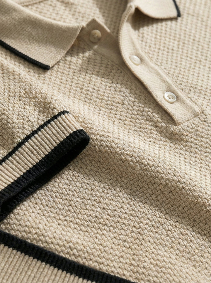 Verano Micro-Textured Knit Polo – Sand