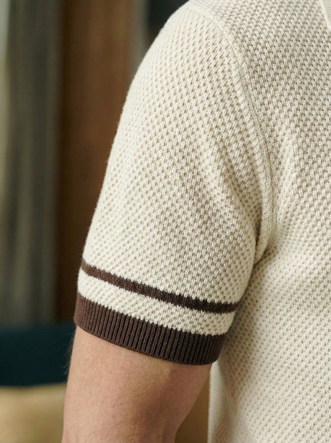 Monaco Knit Polo – Cream/Brown