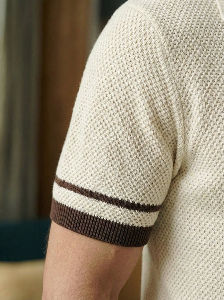 Monaco Knit Polo – Cream/Brown