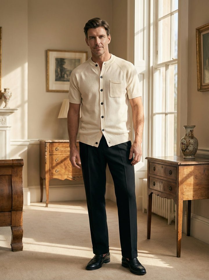 Valmere Knit Button Polo - Beige