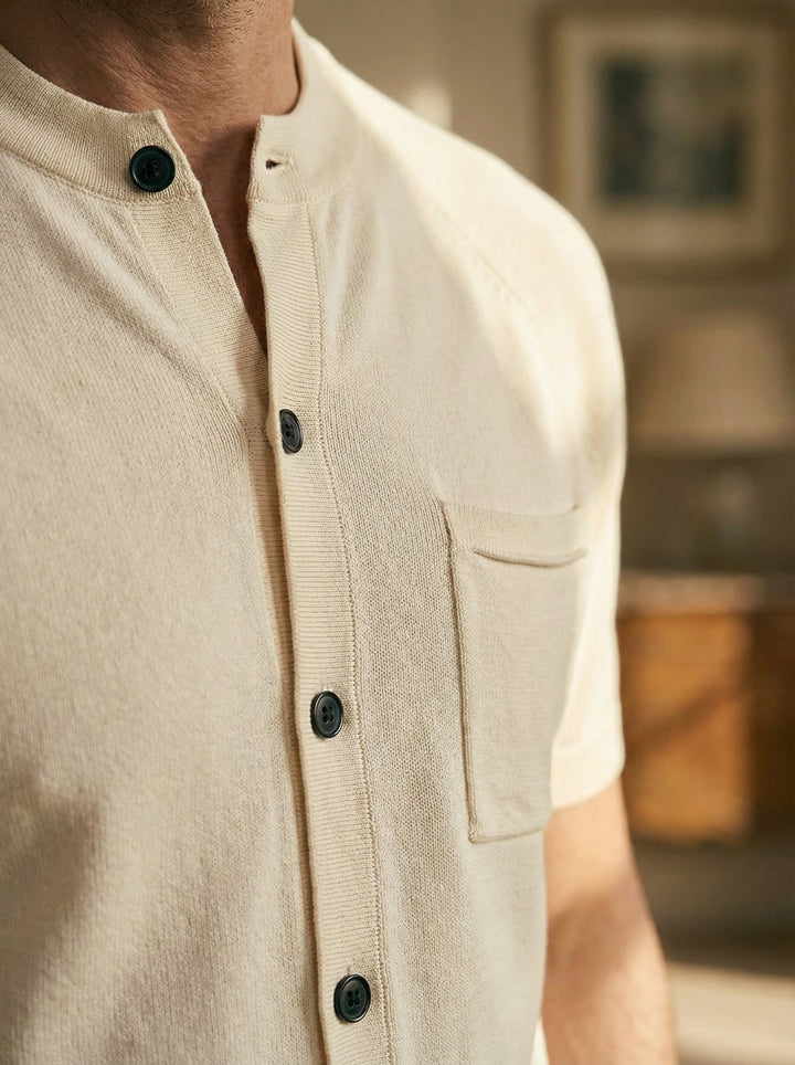 Valmere Knit Button Polo - Beige