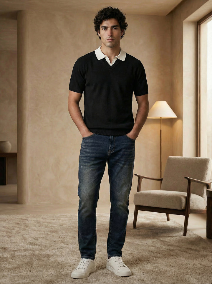 Aston Knit Polo – Black