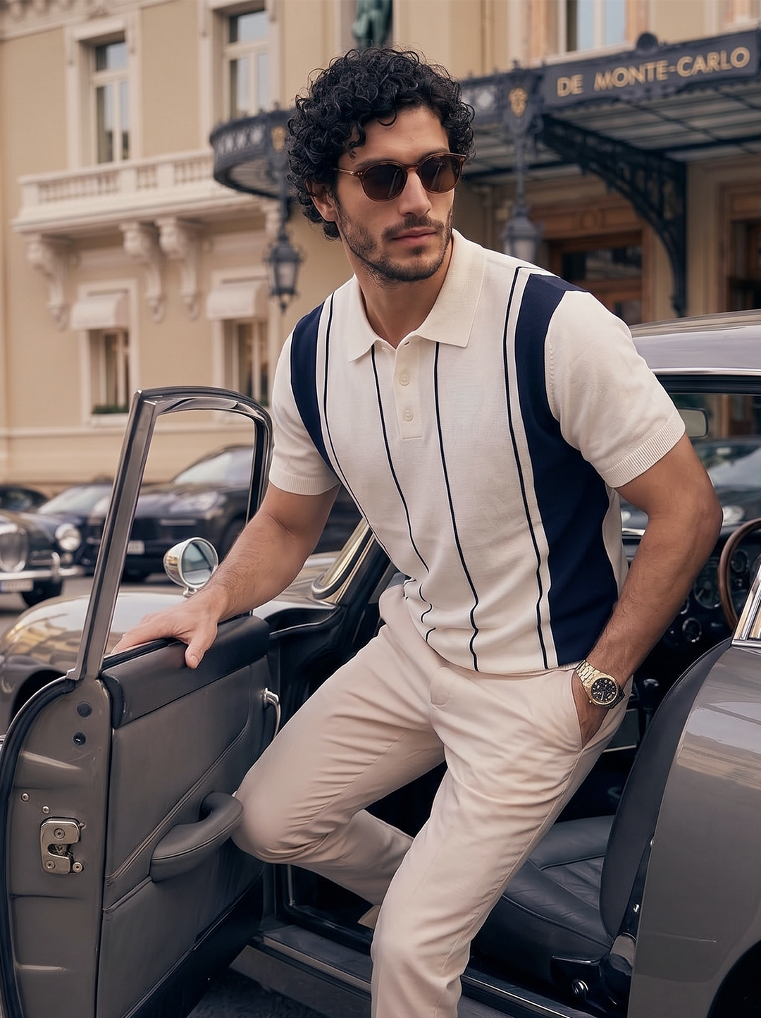 Navarro Knit Polo – Ivory Riviera