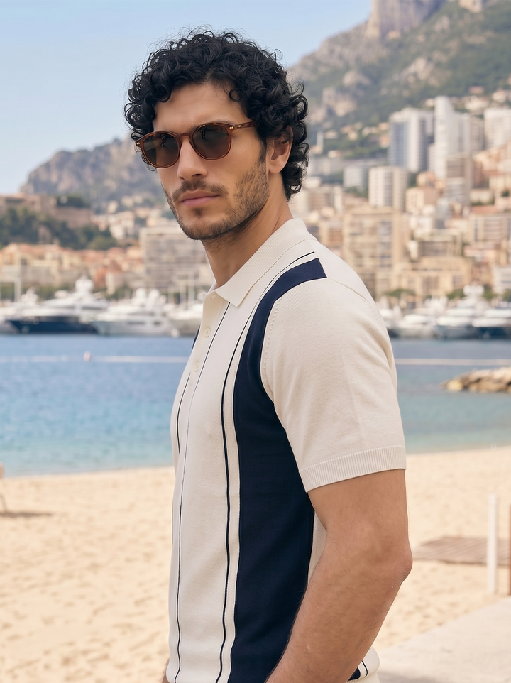 Navarro Knit Polo – Ivory Riviera