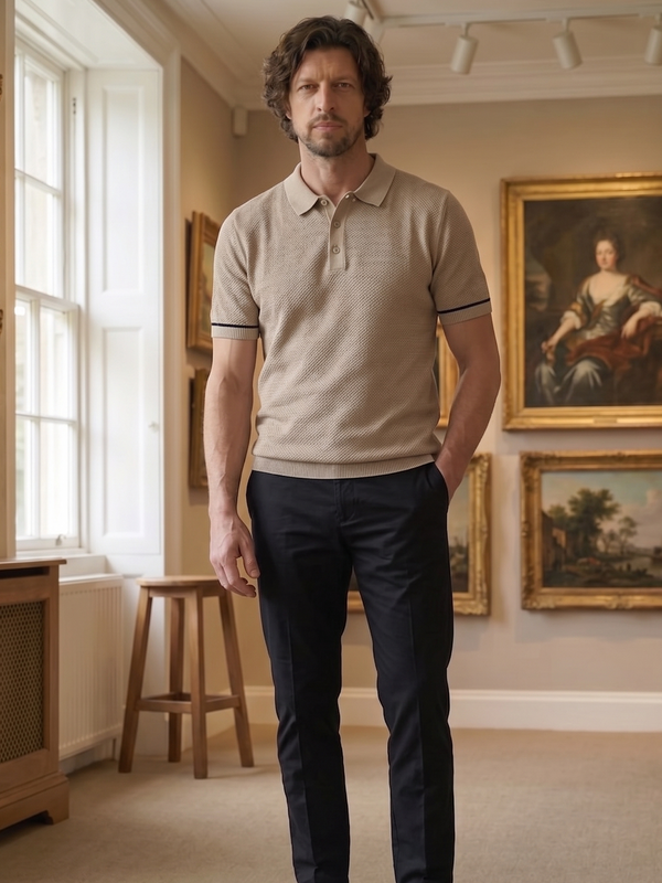 Verano Micro-Textured Knit Polo – Sand