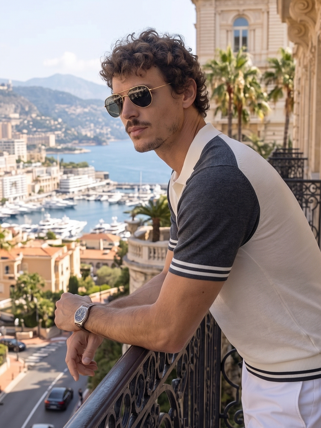 Montelique Contrast Polo Knit – Monaco Pearl