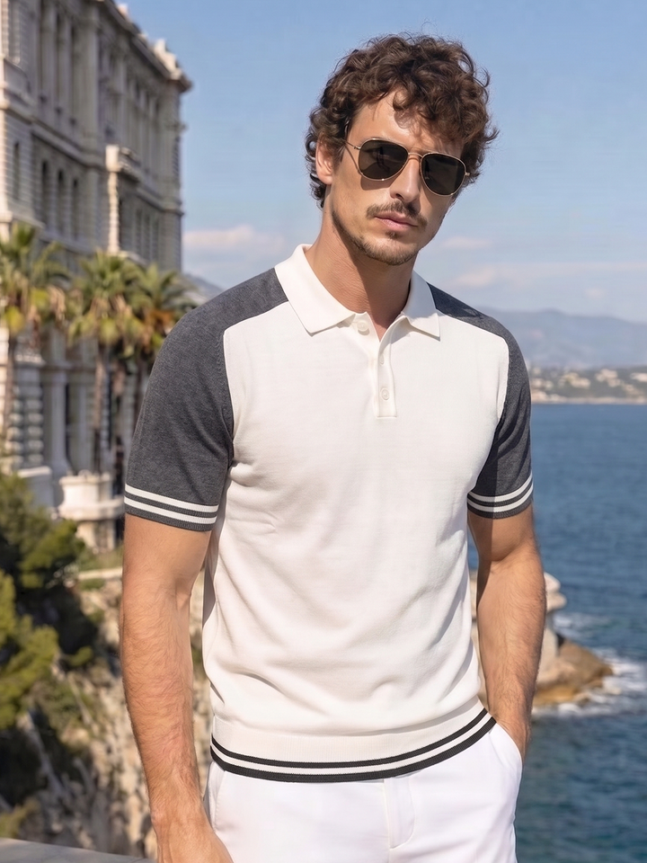 Montelique Contrast Polo Knit – Monaco Pearl