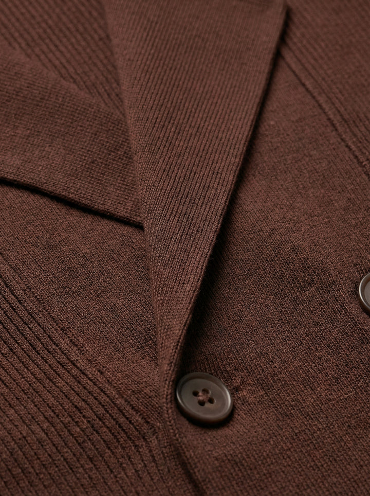 Cavern Double-Breasted Knit Shirt – Brown