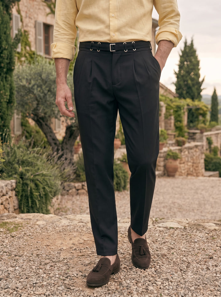 Benson Pleated Tailored Trouser – Onyx