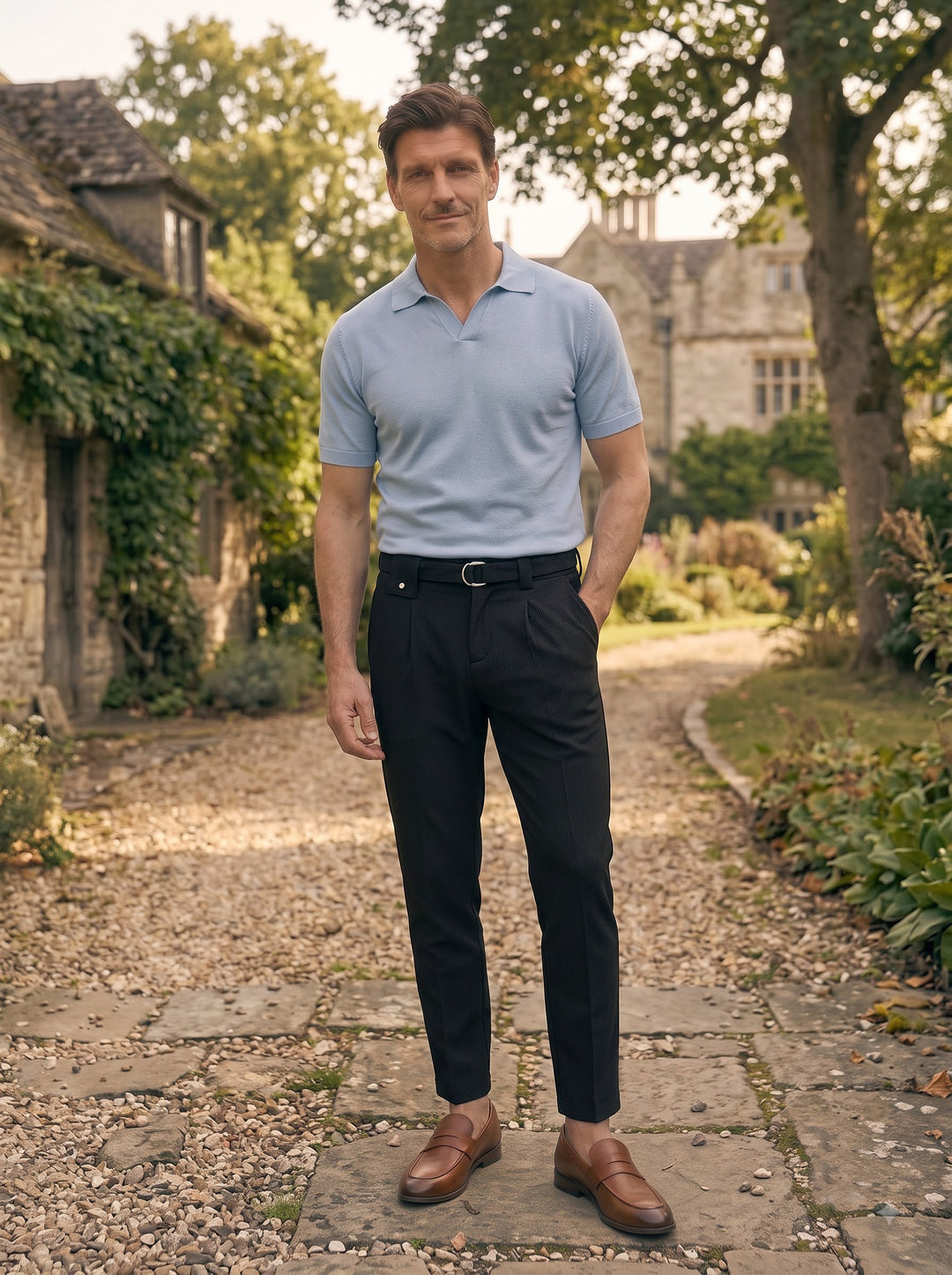 Callum Pleated Comfort Trouser – Onyx