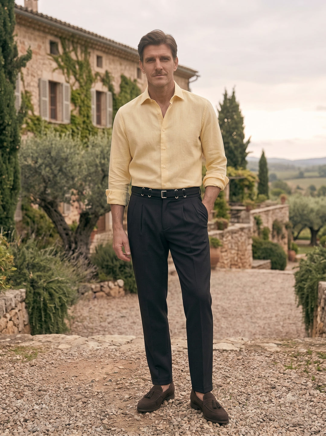 Benson Pleated Tailored Trouser – Onyx