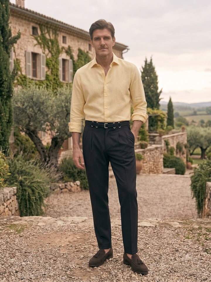 Benson Pleated Tailored Trouser – Onyx