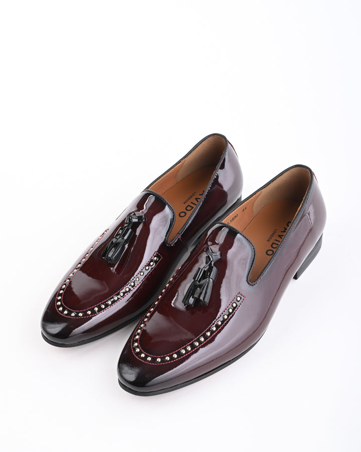 Cordwain Valmont Patent Tassel Loafers – Crimson Noir