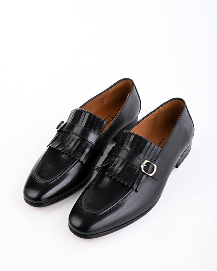 Cordwain Monaco Fringe Monk Loafers – Onyx Black