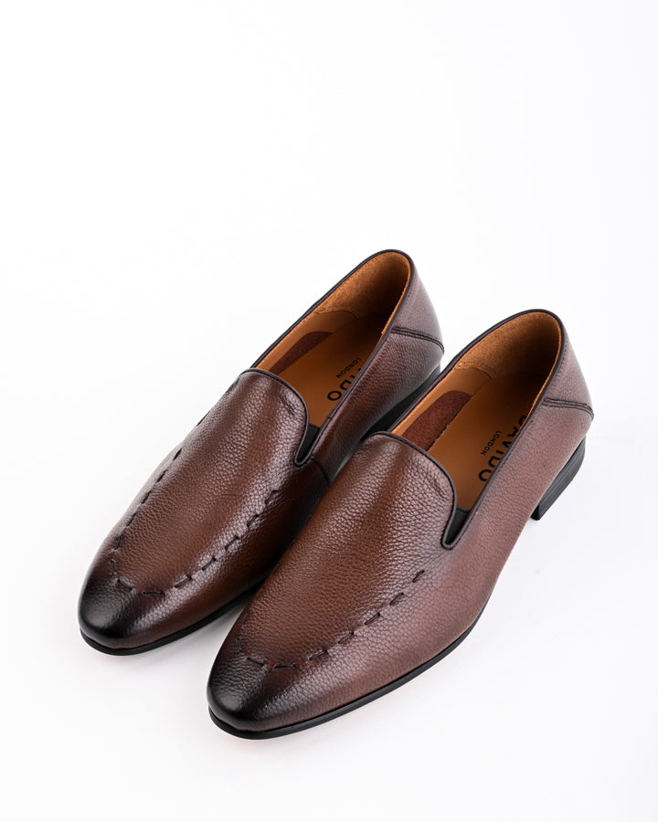 Cordwain Valceno Leather Loafers – Burnished Mocha