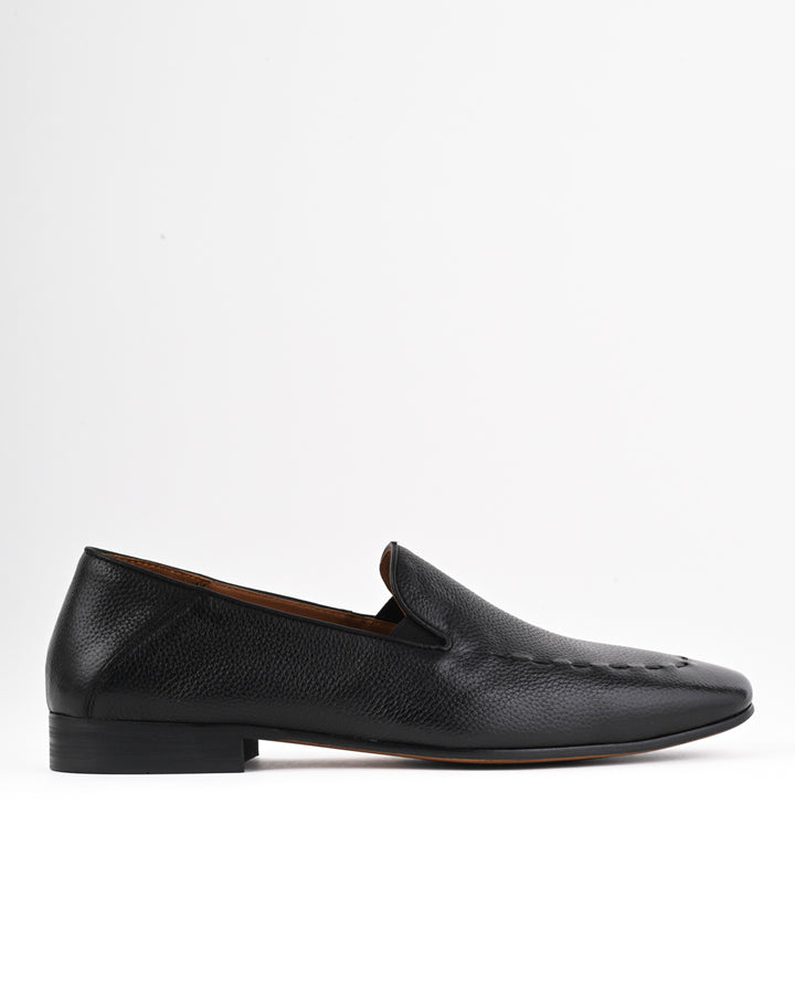 Cordwain Valceno Leather Loafers – Onyx Grain