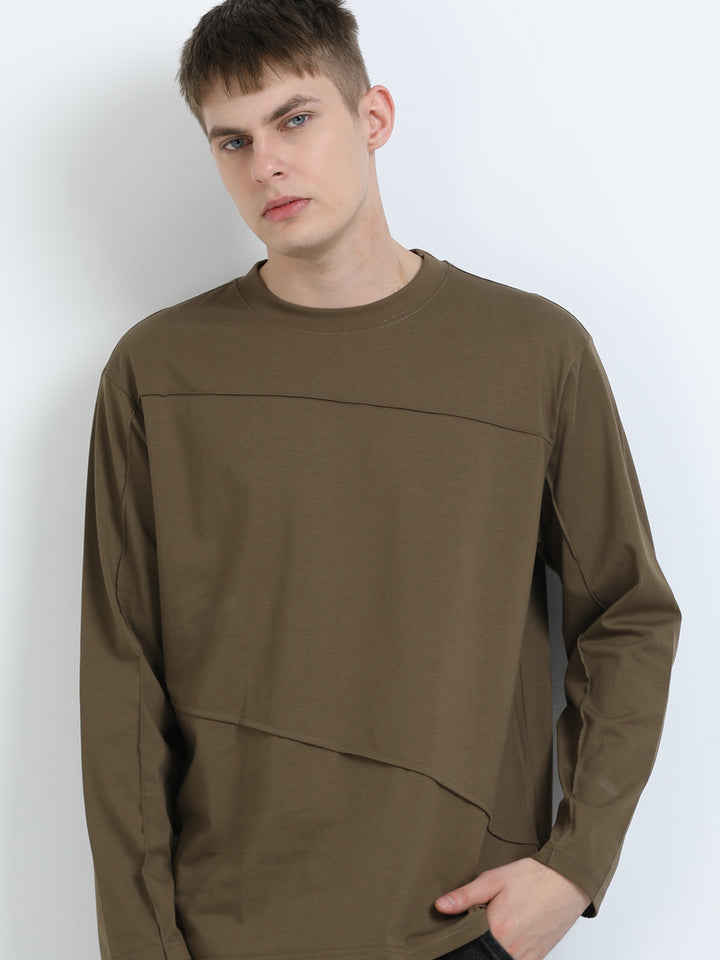 Asymmetric Panel Long-Sleeve Tee