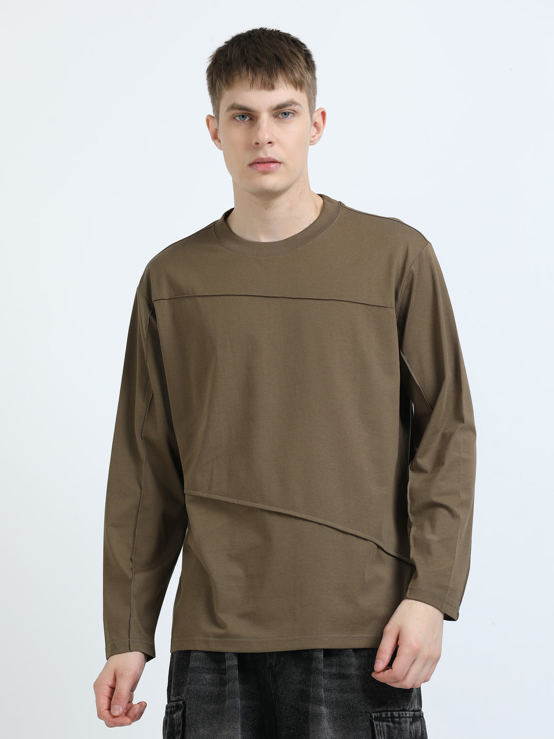 Asymmetric Panel Long-Sleeve Tee