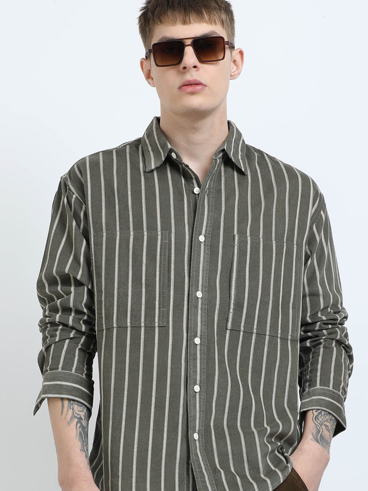 Vertical Striped Cotton Shirt
