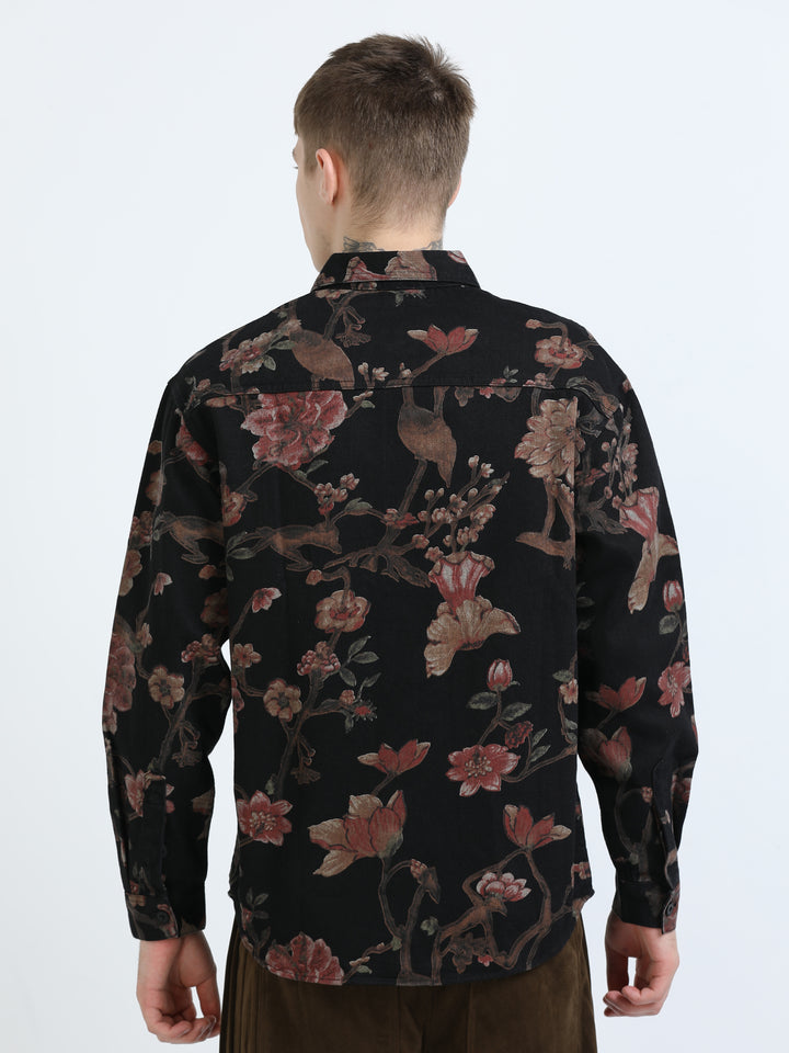 Midnight Blossom Printed Cotton Shirt