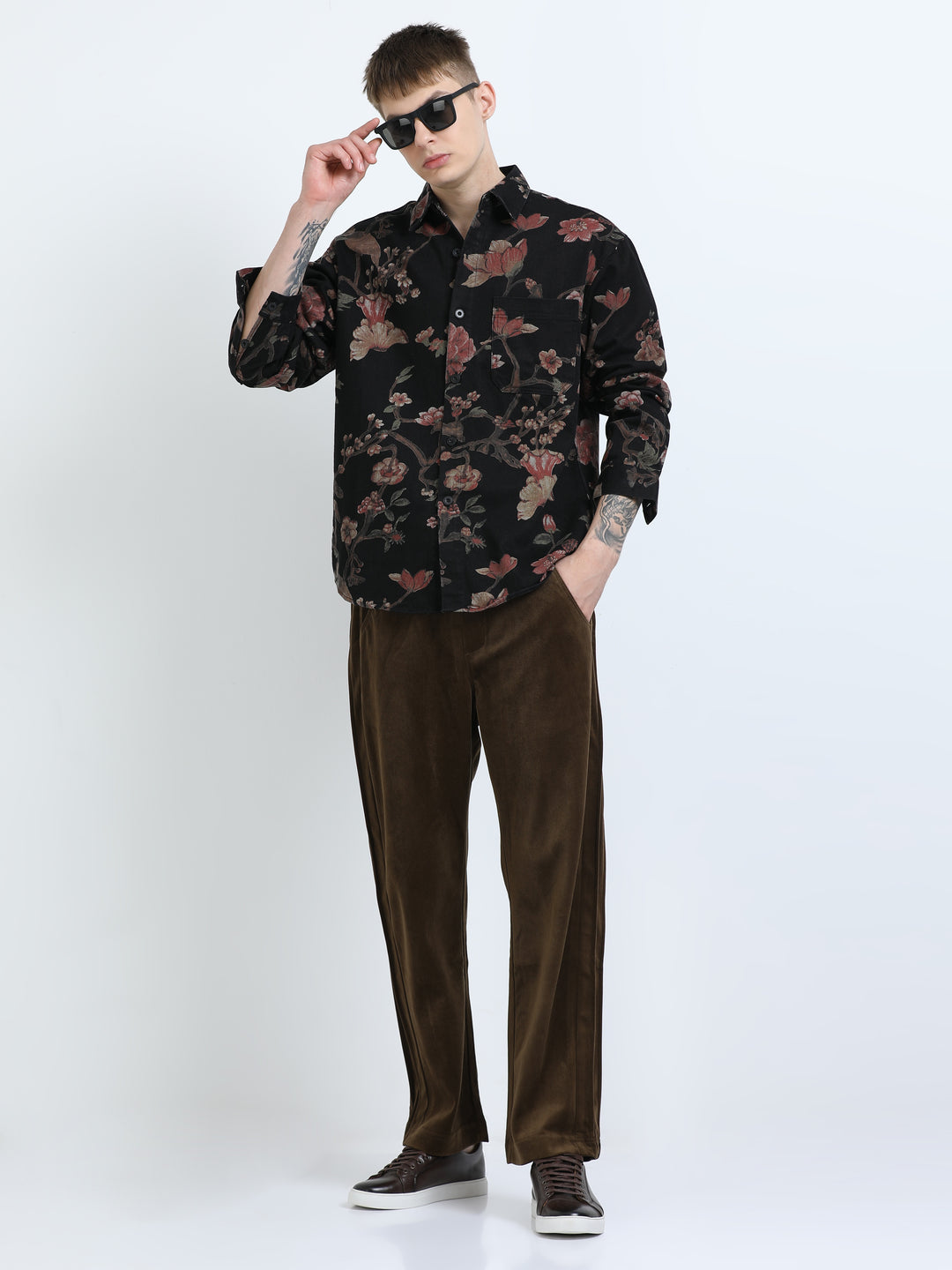 Midnight Blossom Printed Cotton Shirt