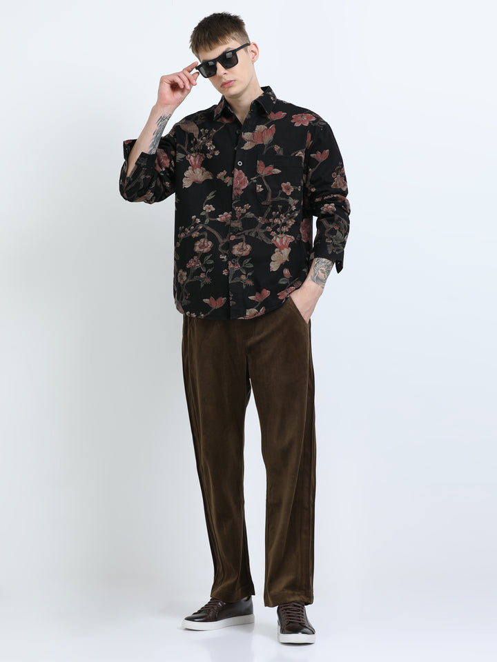 Midnight Blossom Printed Cotton Shirt