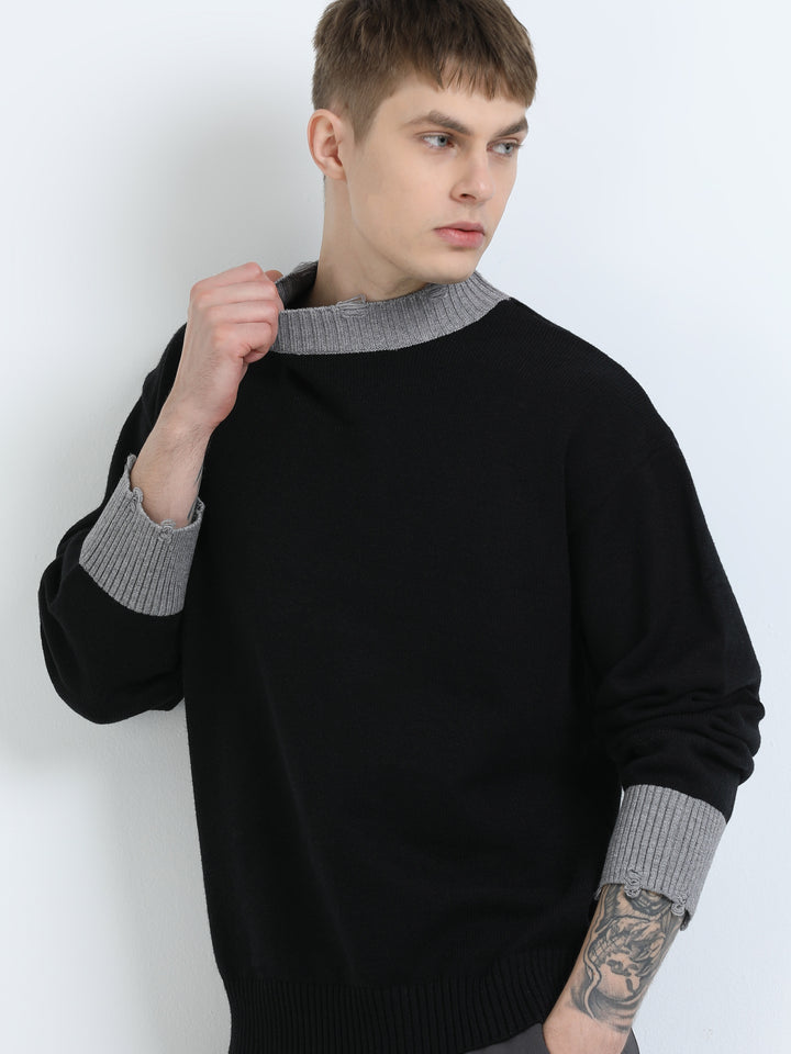 Essential Contrast Trim Knit Sweater