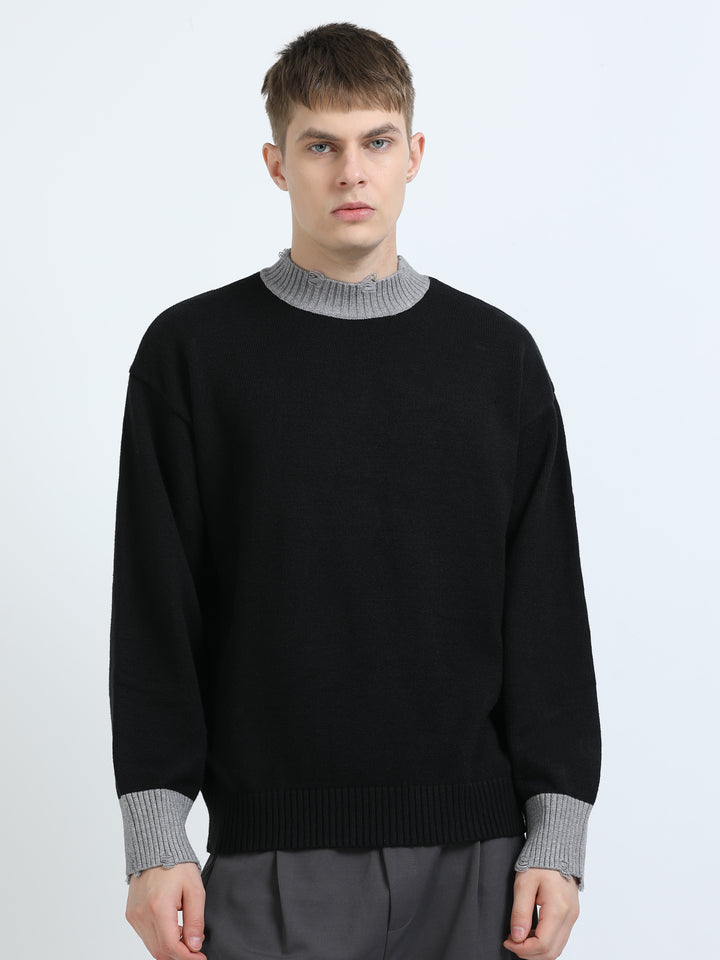 Essential Contrast Trim Knit Sweater