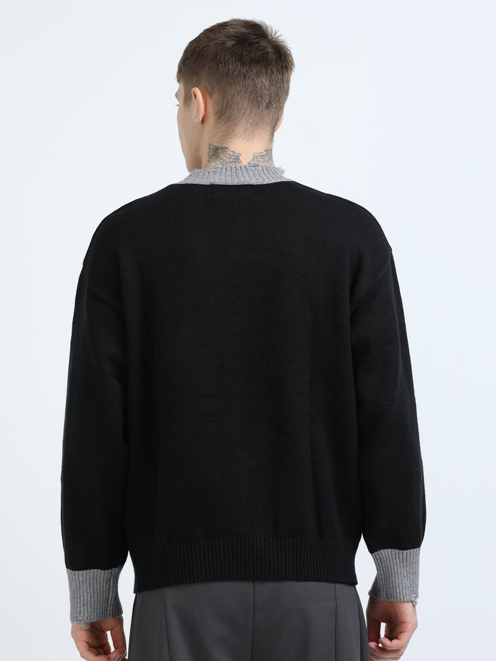 Essential Contrast Trim Knit Sweater