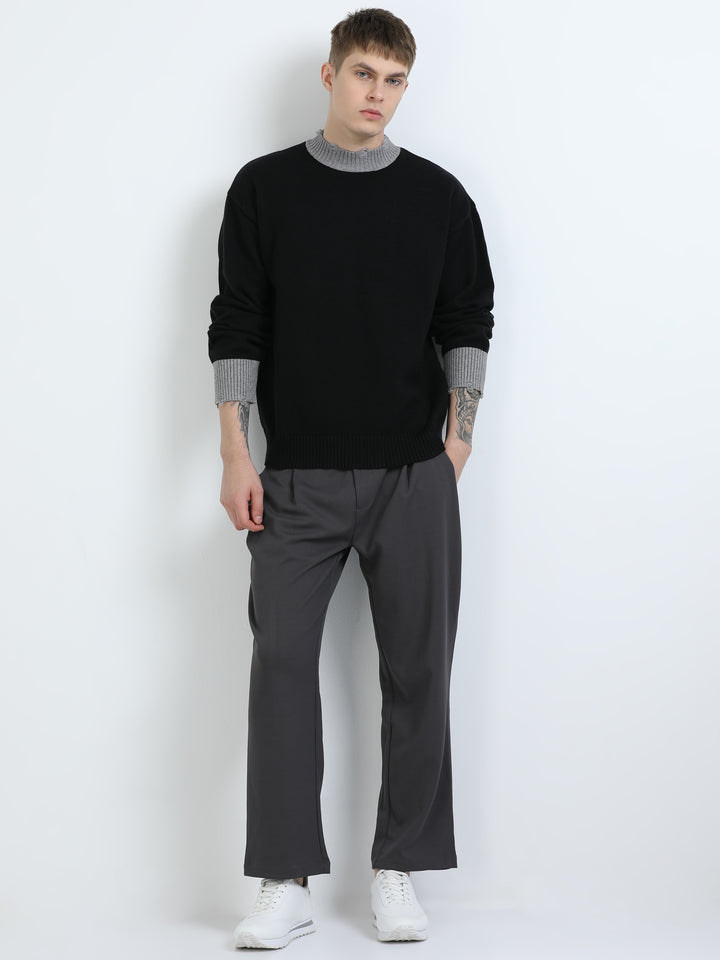 Essential Contrast Trim Knit Sweater