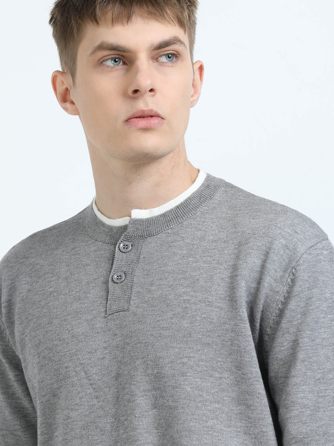 Classic Henley Knit Sweater
