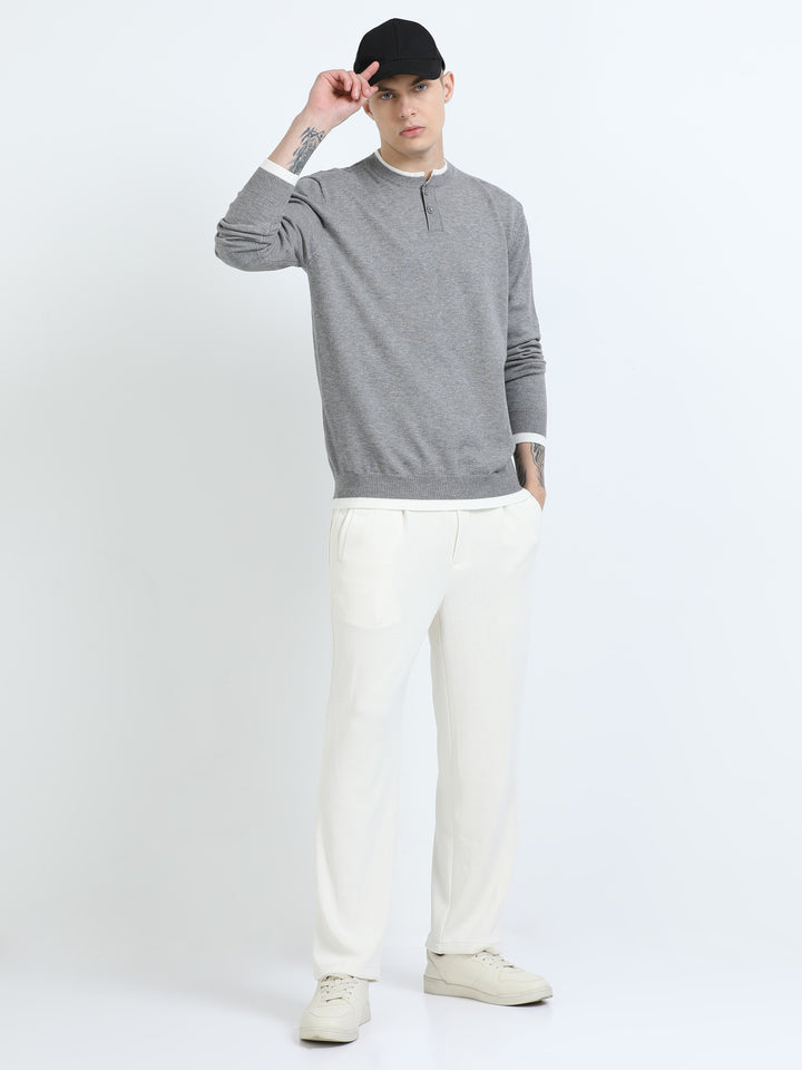 Classic Henley Knit Sweater