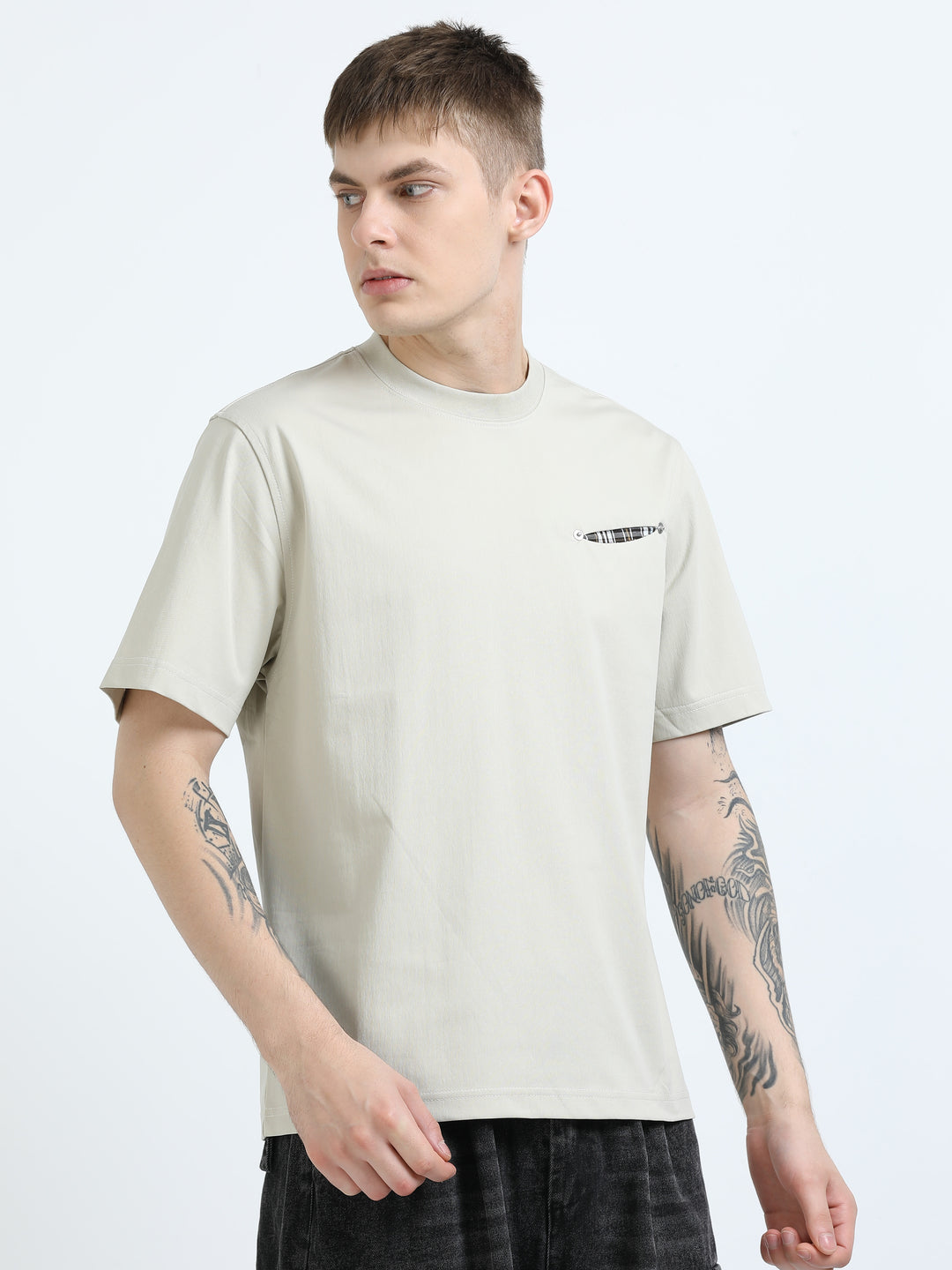 Minimal Badge Detail Crew Tee