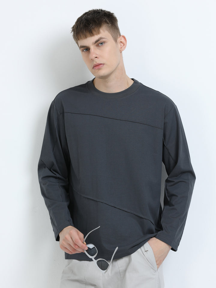 Asymmetric Panel Long-Sleeve Tee