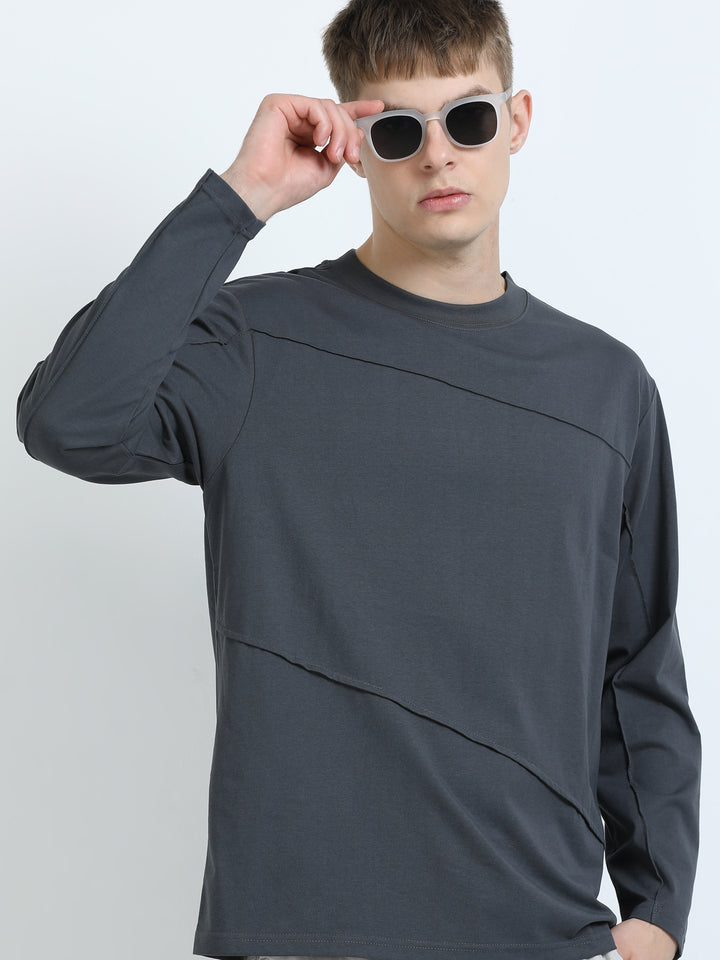 Asymmetric Panel Long-Sleeve Tee