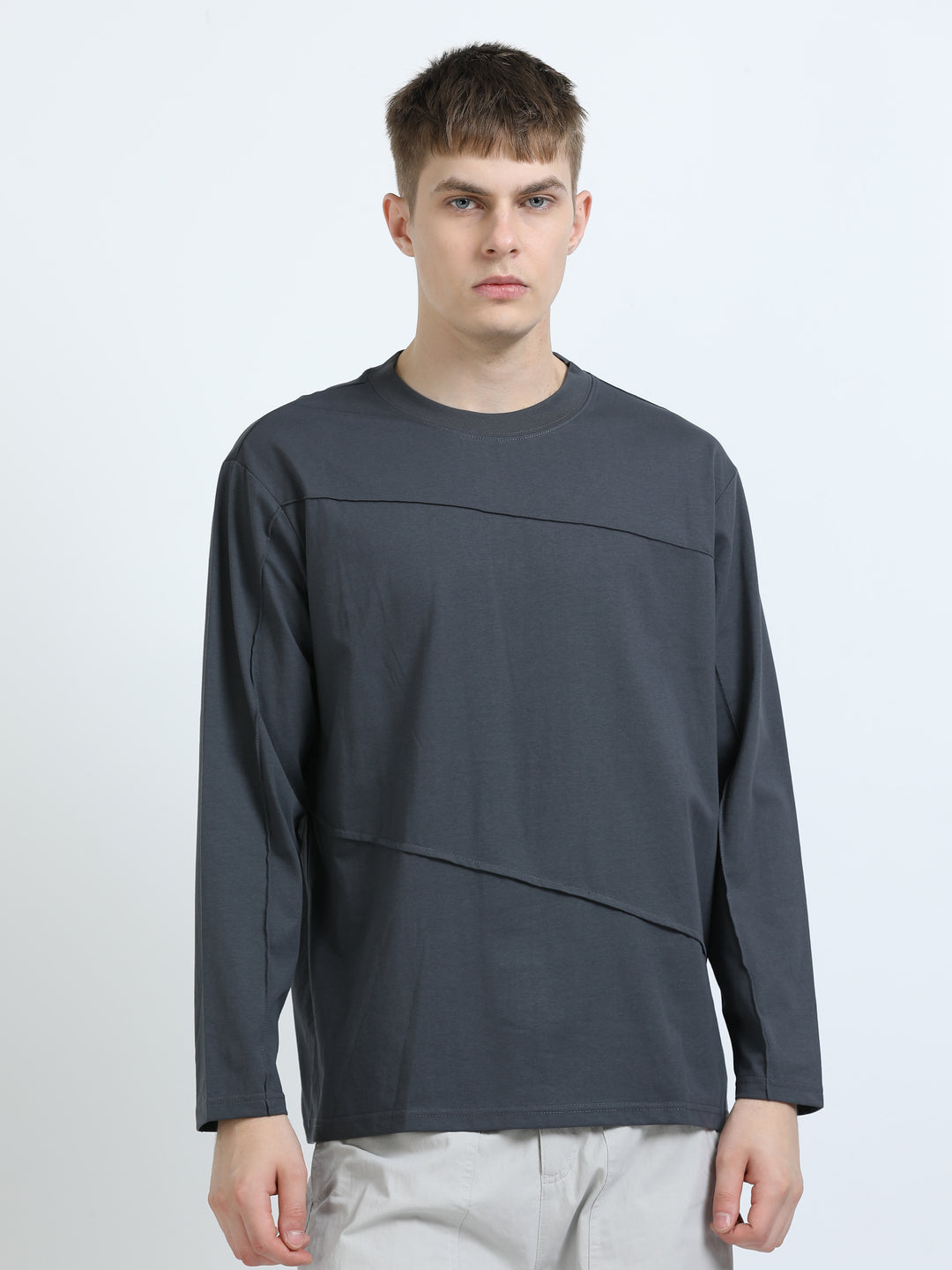 Asymmetric Panel Long-Sleeve Tee