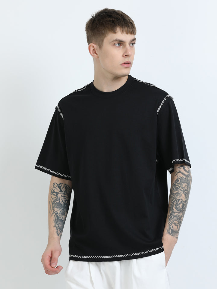 Premium Contrast-Stitch Relaxed Tee
