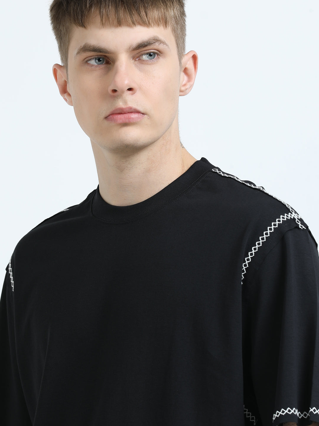 Premium Contrast-Stitch Relaxed Tee