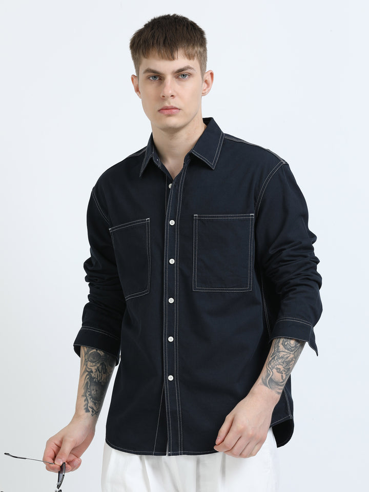 Contrast Stitch Cotton Shirt