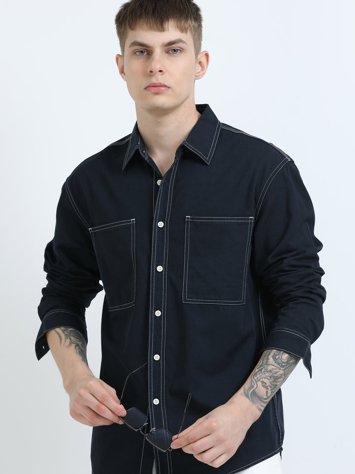 Contrast Stitch Cotton Shirt