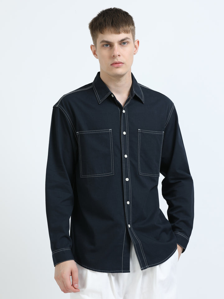 Contrast Stitch Cotton Shirt