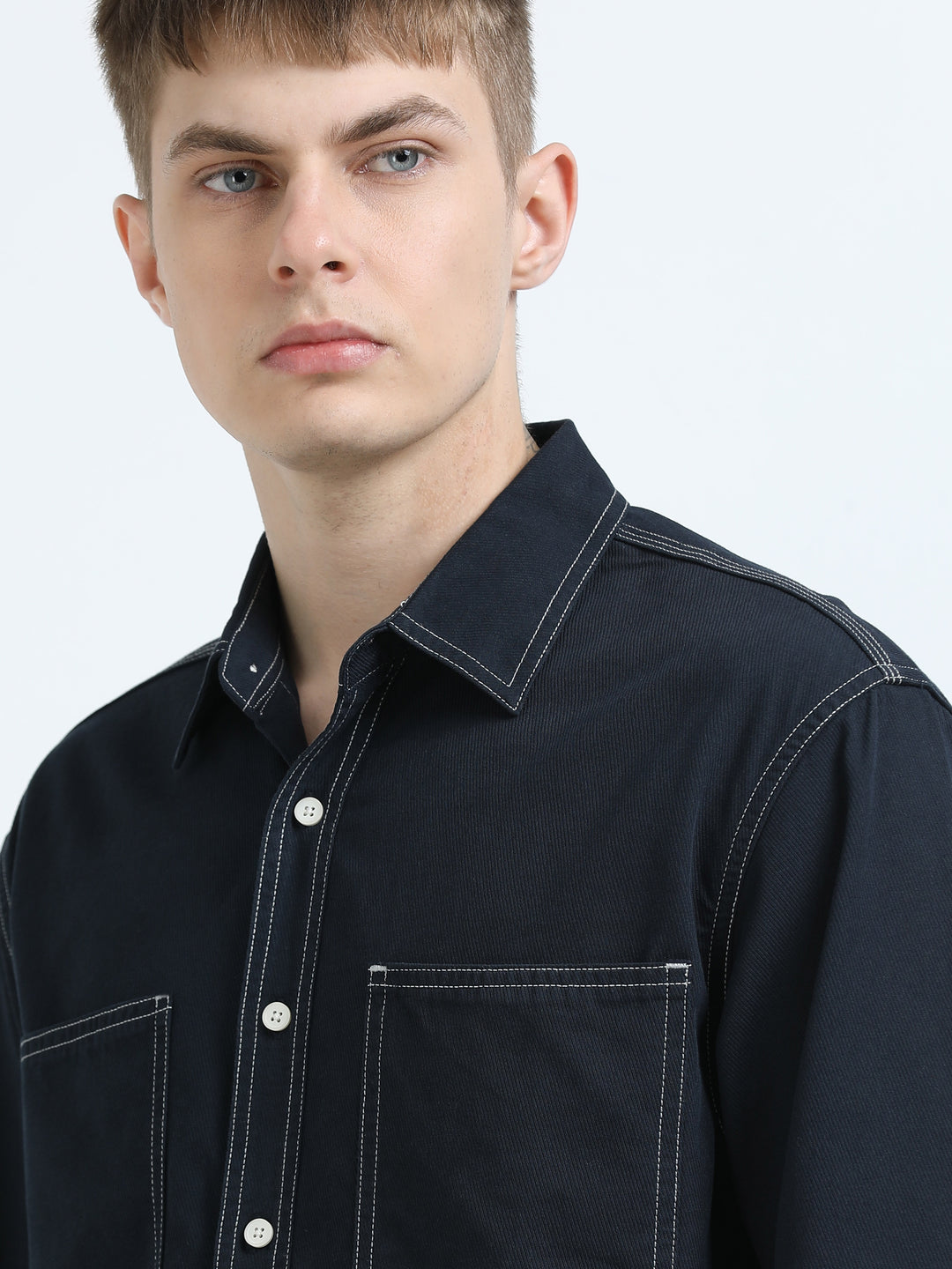 Contrast Stitch Cotton Shirt
